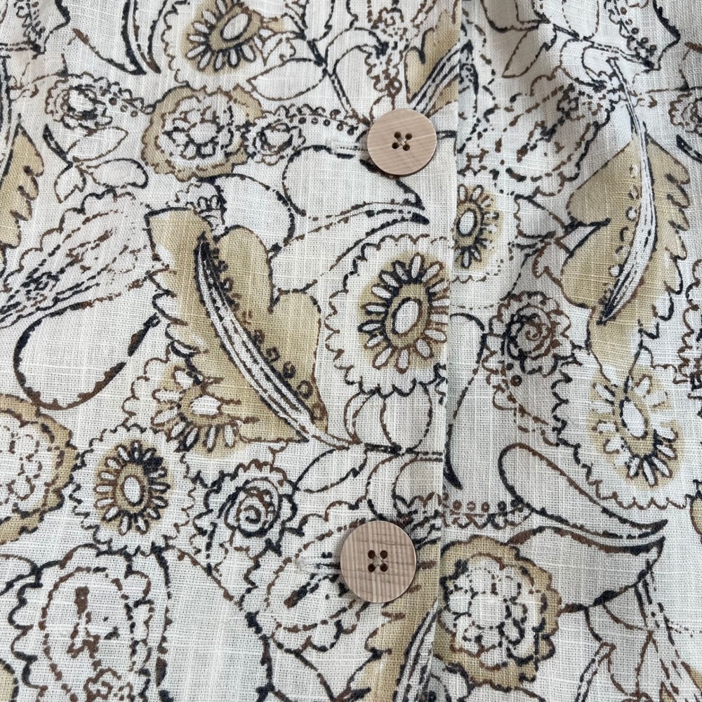Feminine Floral Print Linen Blend Blazer Jacket Women's XL | Cottagecore Neutral - Picture 4 of 11